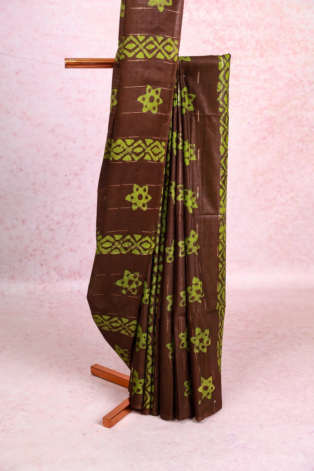 Brownish Green Semi Tussar Saree