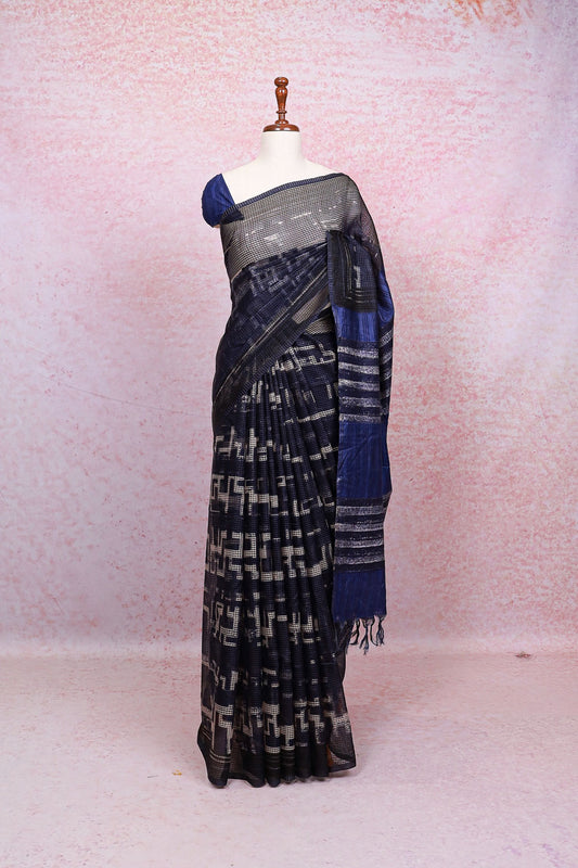 Blue Semi Tussar Saree