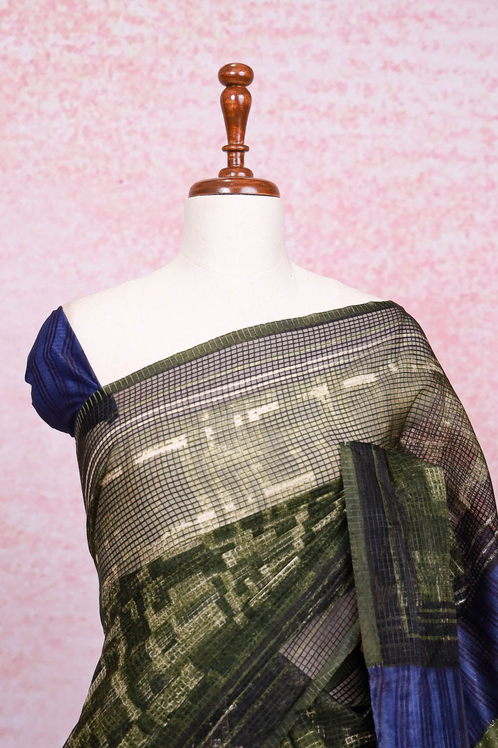 Dark Green Semi Tussar Saree