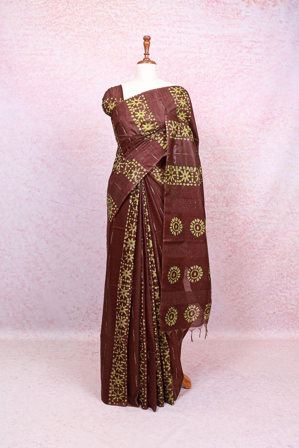 Brown Semi Tussar Saree