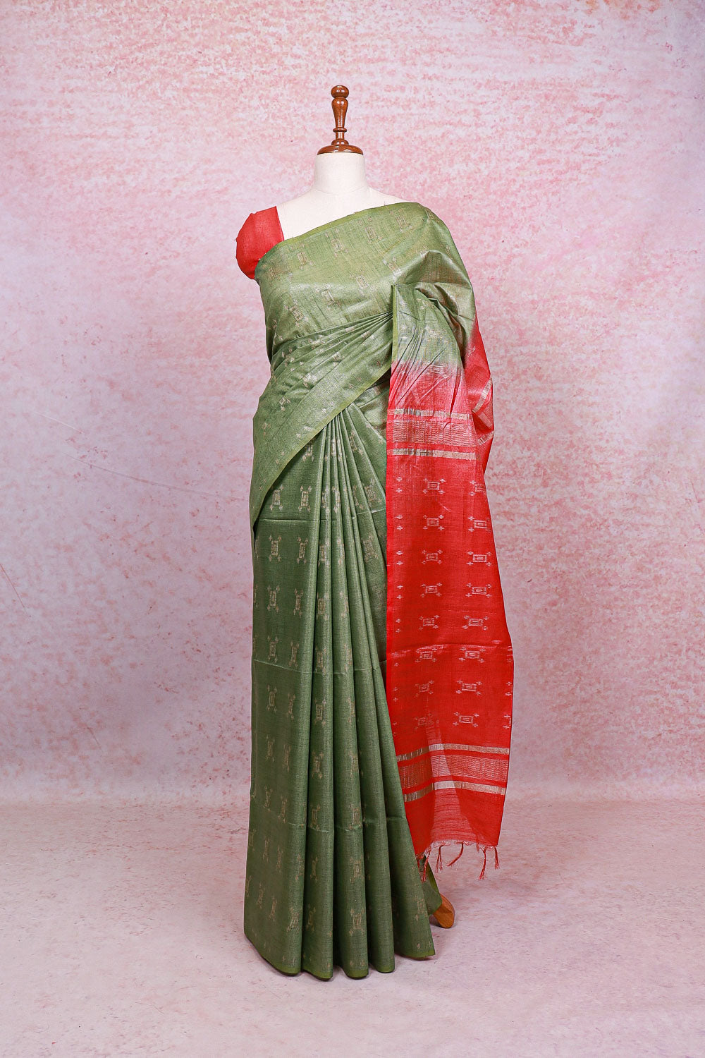 Light Green Semi Tussar Saree
