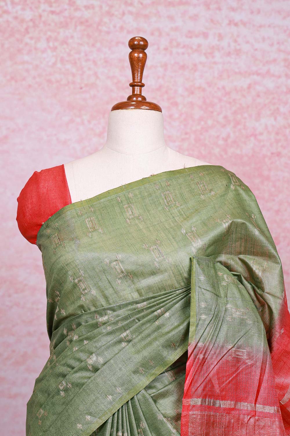 Light Green Semi Tussar Saree
