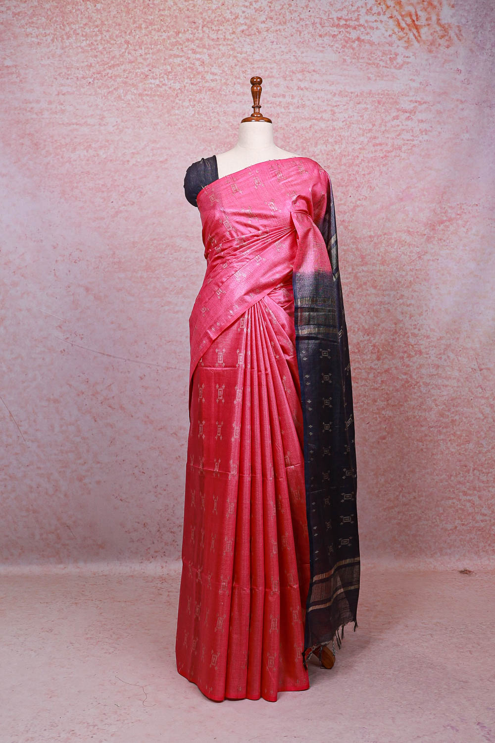 Pink Semi Tussar Saree - Seematti