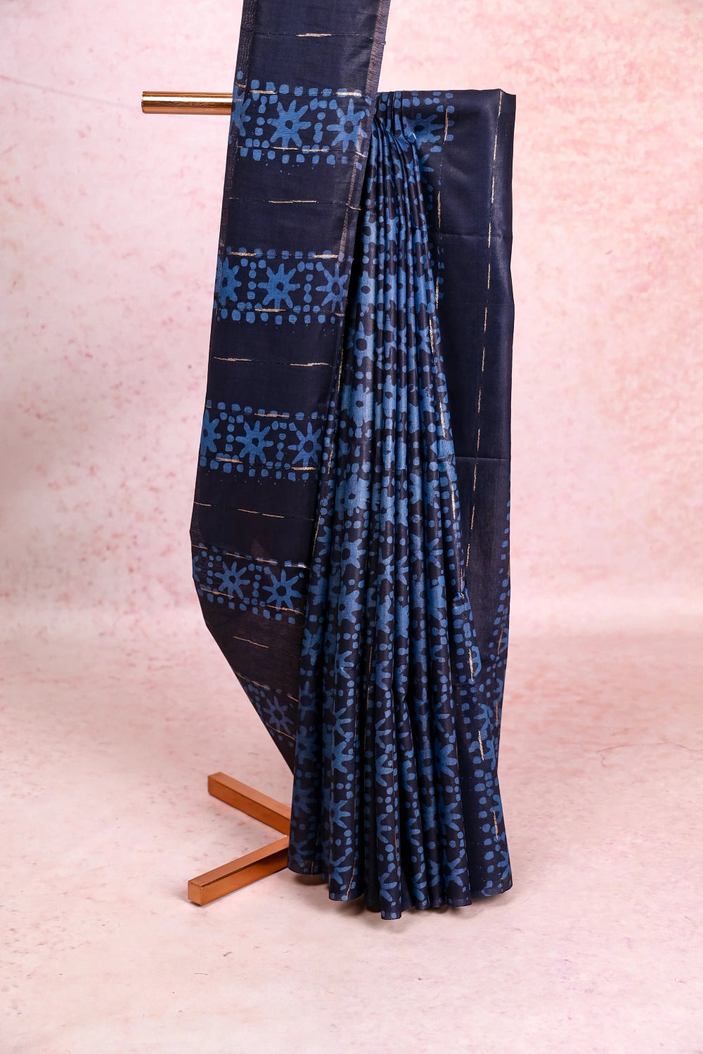 Dark Blue Semi Tussar Saree