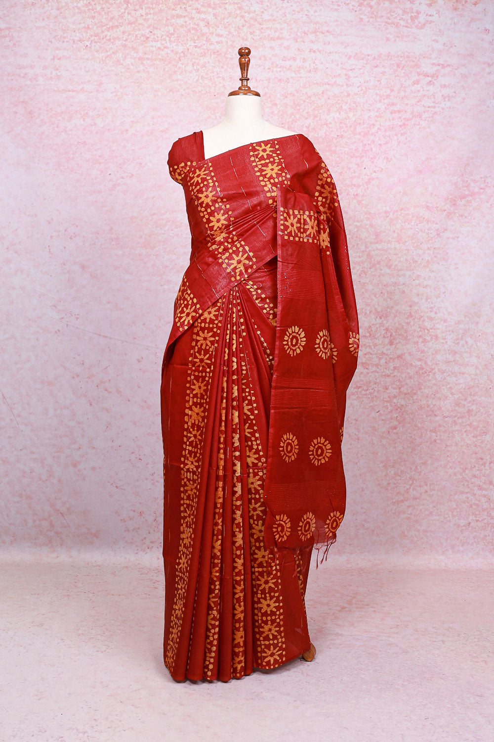 Maroon Semi Tussar Saree - Seematti