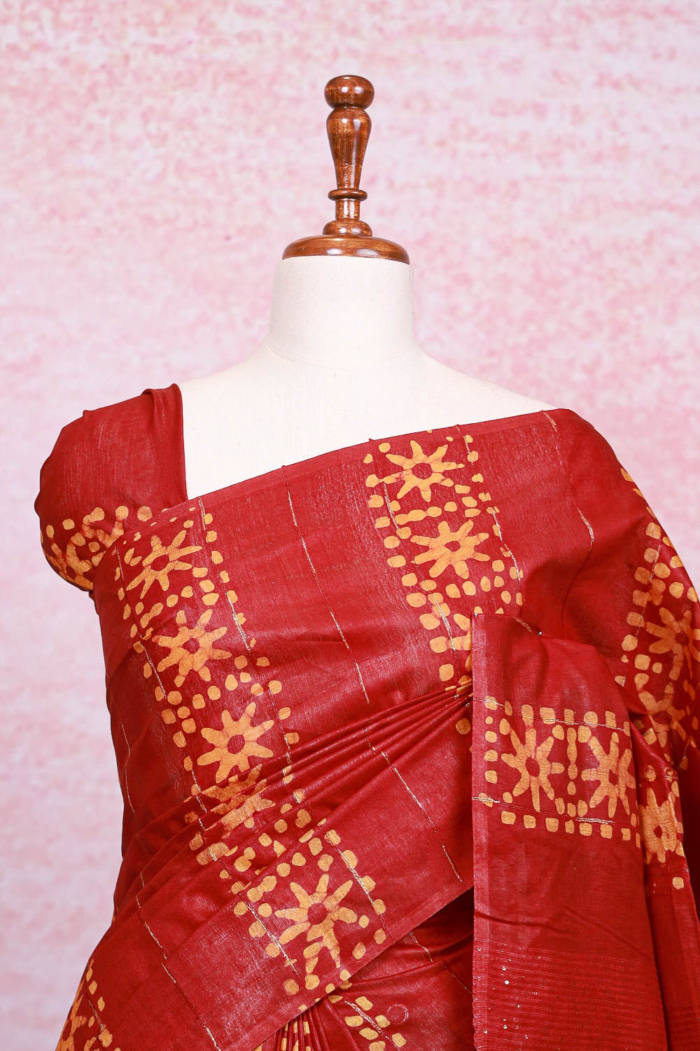 Maroon Semi Tussar Saree - Seematti