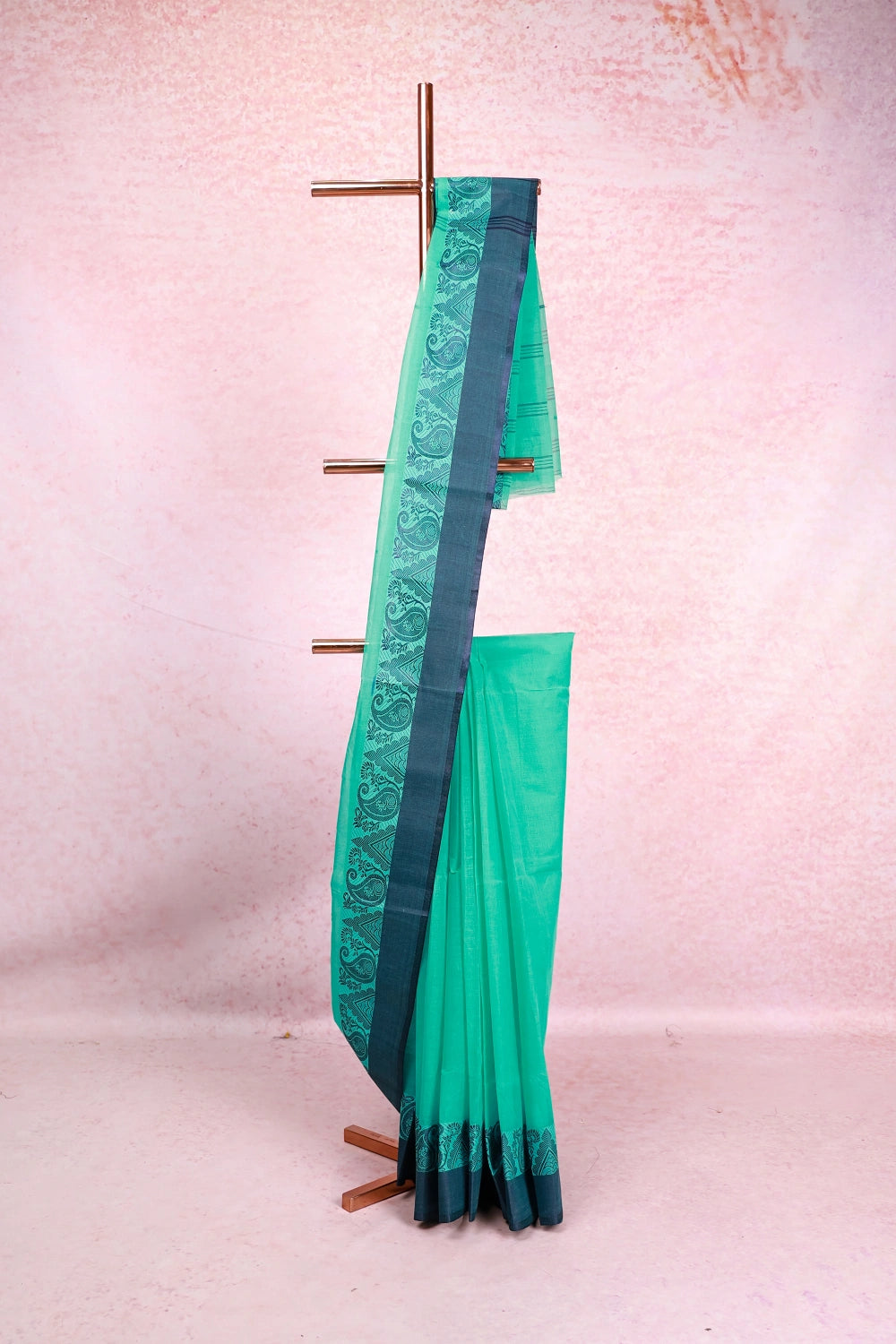 Sapphire Green Cotton Saree