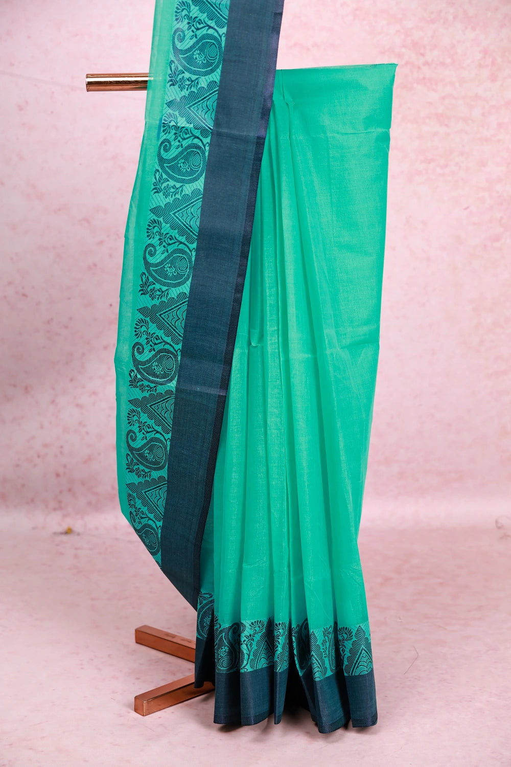 Sapphire Green Cotton Saree