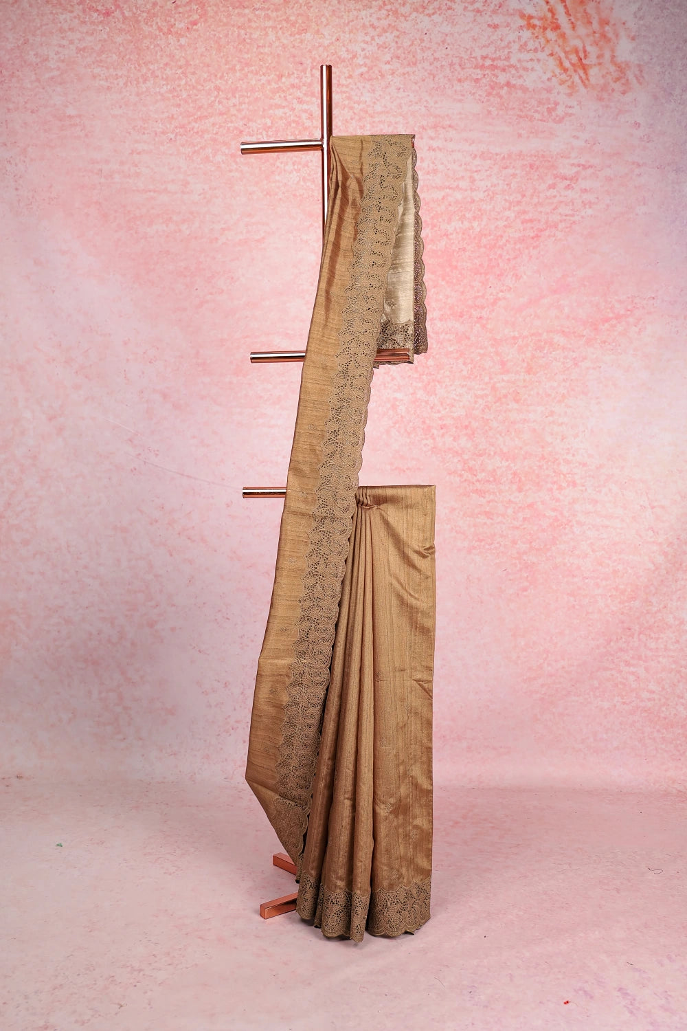 Olive Green Semi Tussar Saree