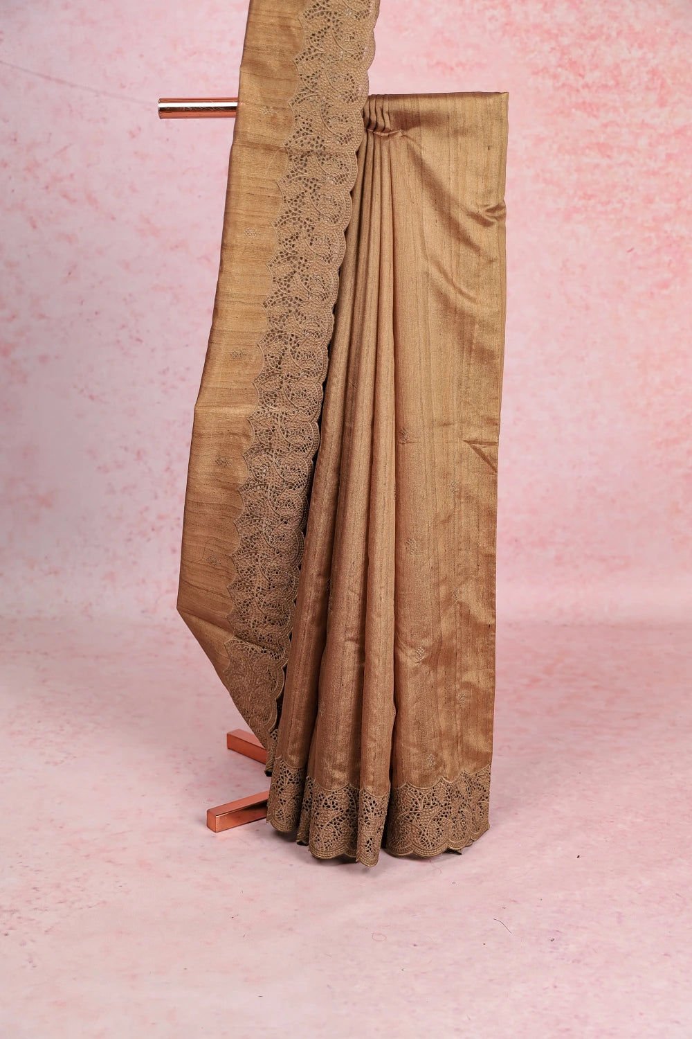 Olive Green Semi Tussar Saree