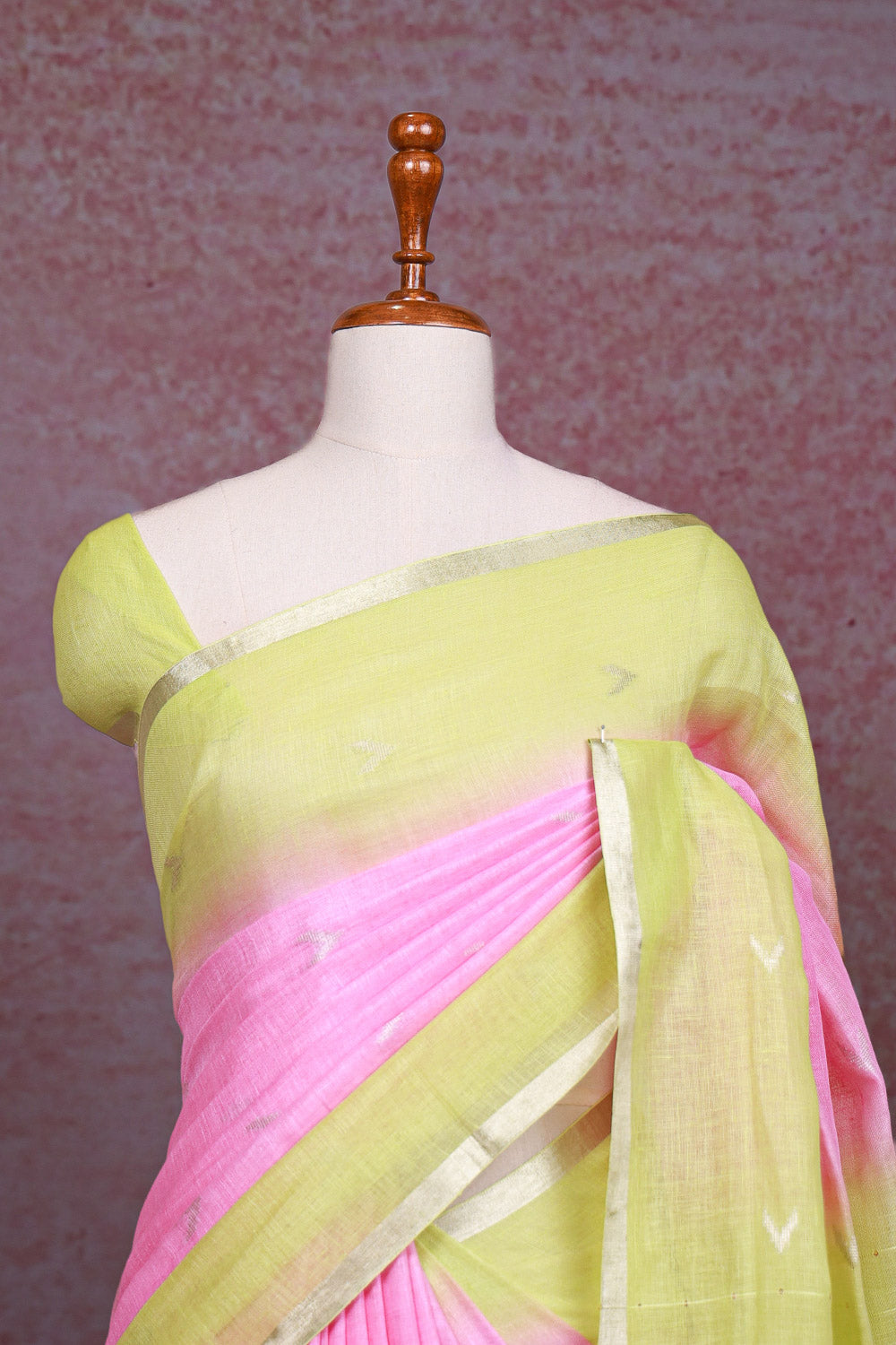 Pink Semi Linen Saree - Seematti
