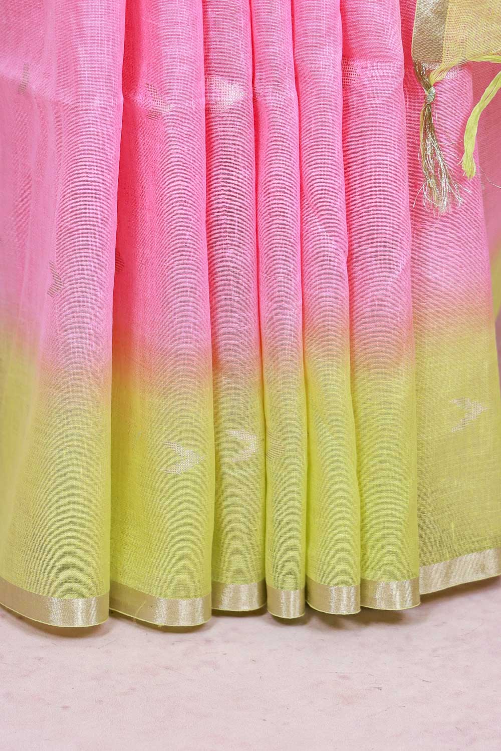 Pink Semi Linen Saree - Seematti