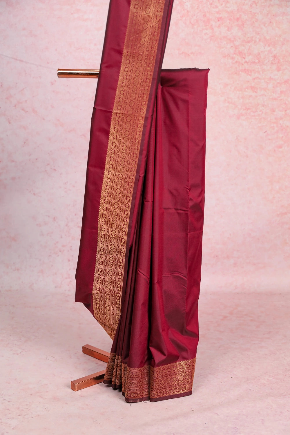 Brownish Red Semi Silk Saree