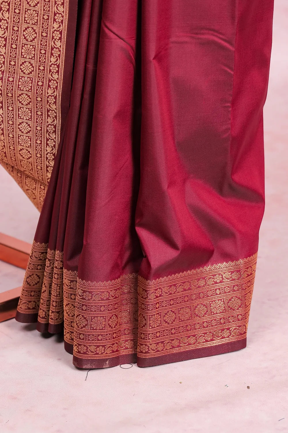 Brownish Red Semi Silk Saree