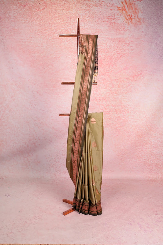 Sage Green Semi Silk Saree