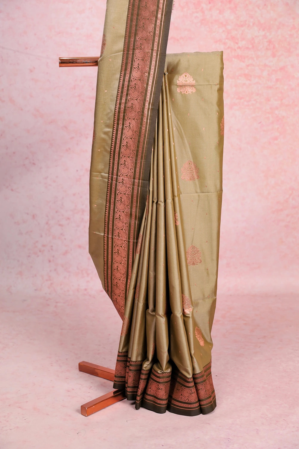 Sage Green Semi Silk Saree