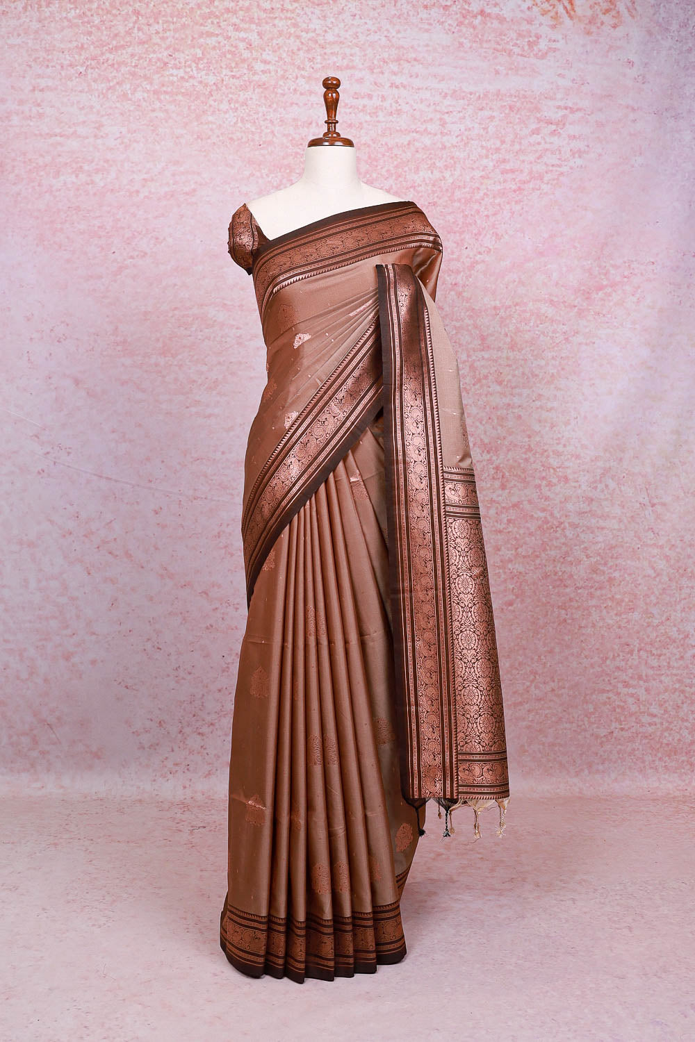 Metallic Brown Semi Silk Saree - Seematti