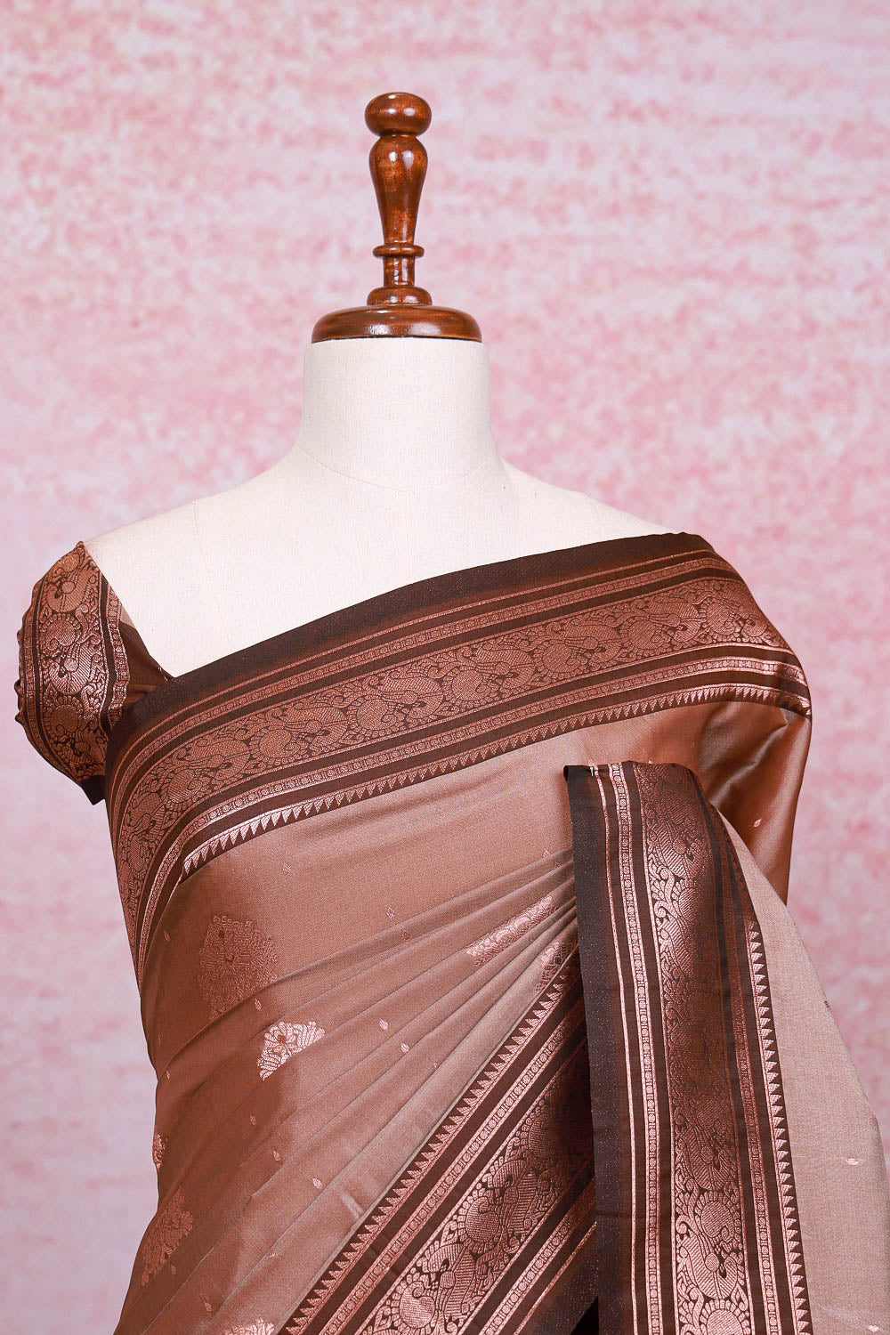Metallic Brown Semi Silk Saree - Seematti