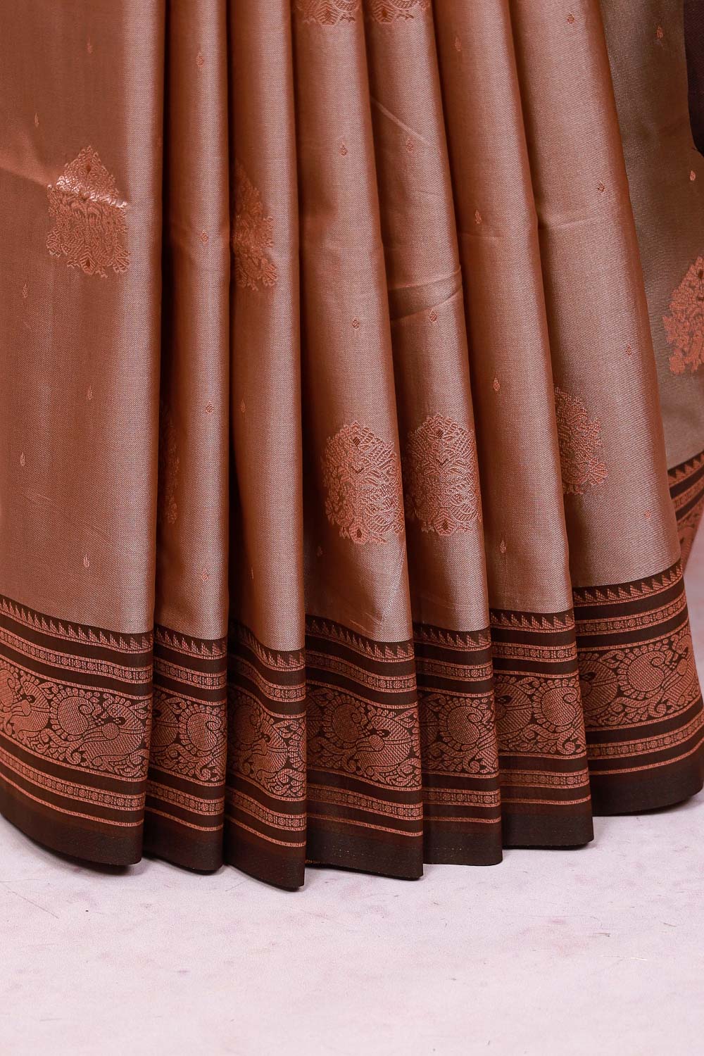 Metallic Brown Semi Silk Saree - Seematti
