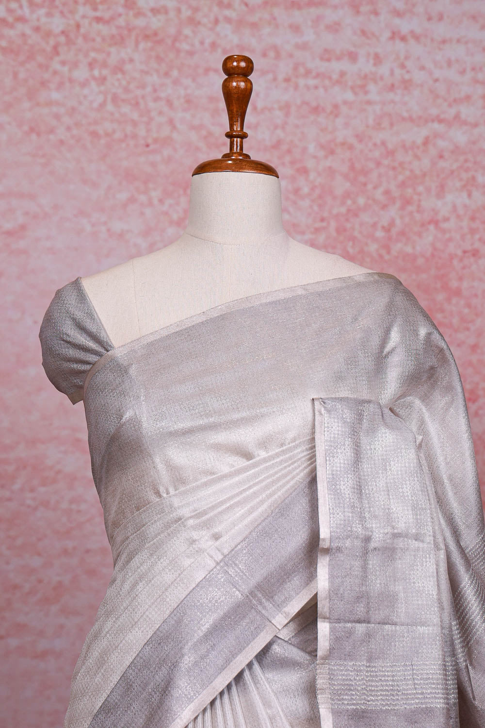 White Semi Tussar Saree - Seematti