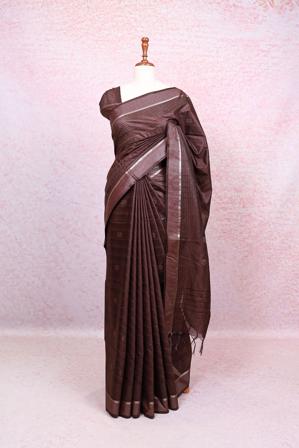 Coffee Brown Semi Tussar Saree - Seematti