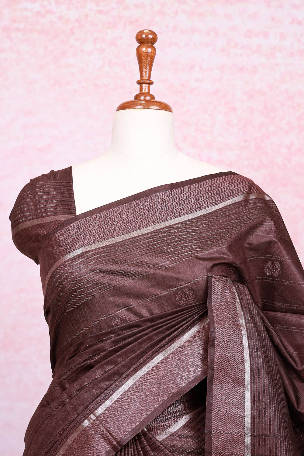 Coffee Brown Semi Tussar Saree - Seematti