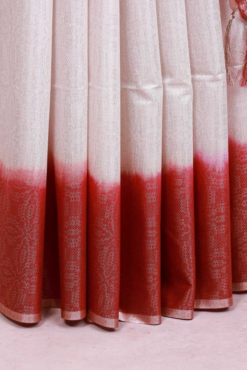 White Semi Tussar Saree - Seematti