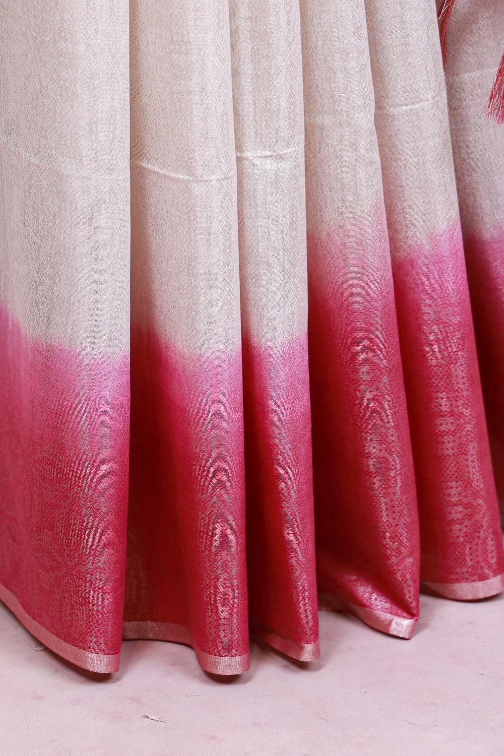 White Semi Tussar Saree - Seematti
