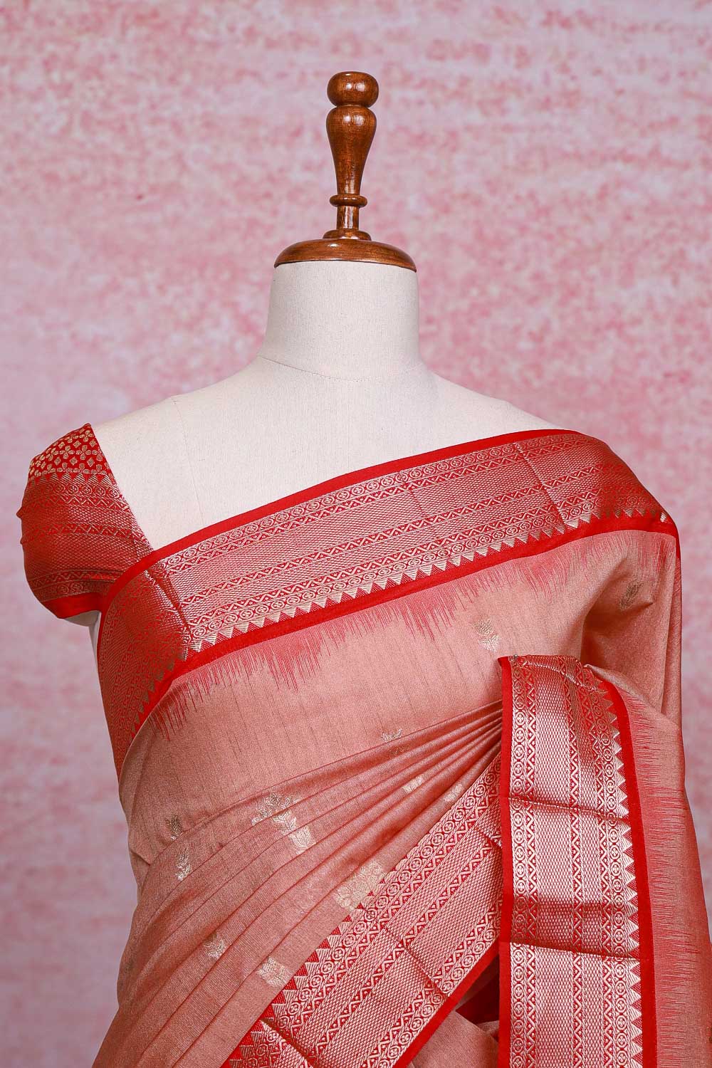 Peach Cotton Silk Saree
