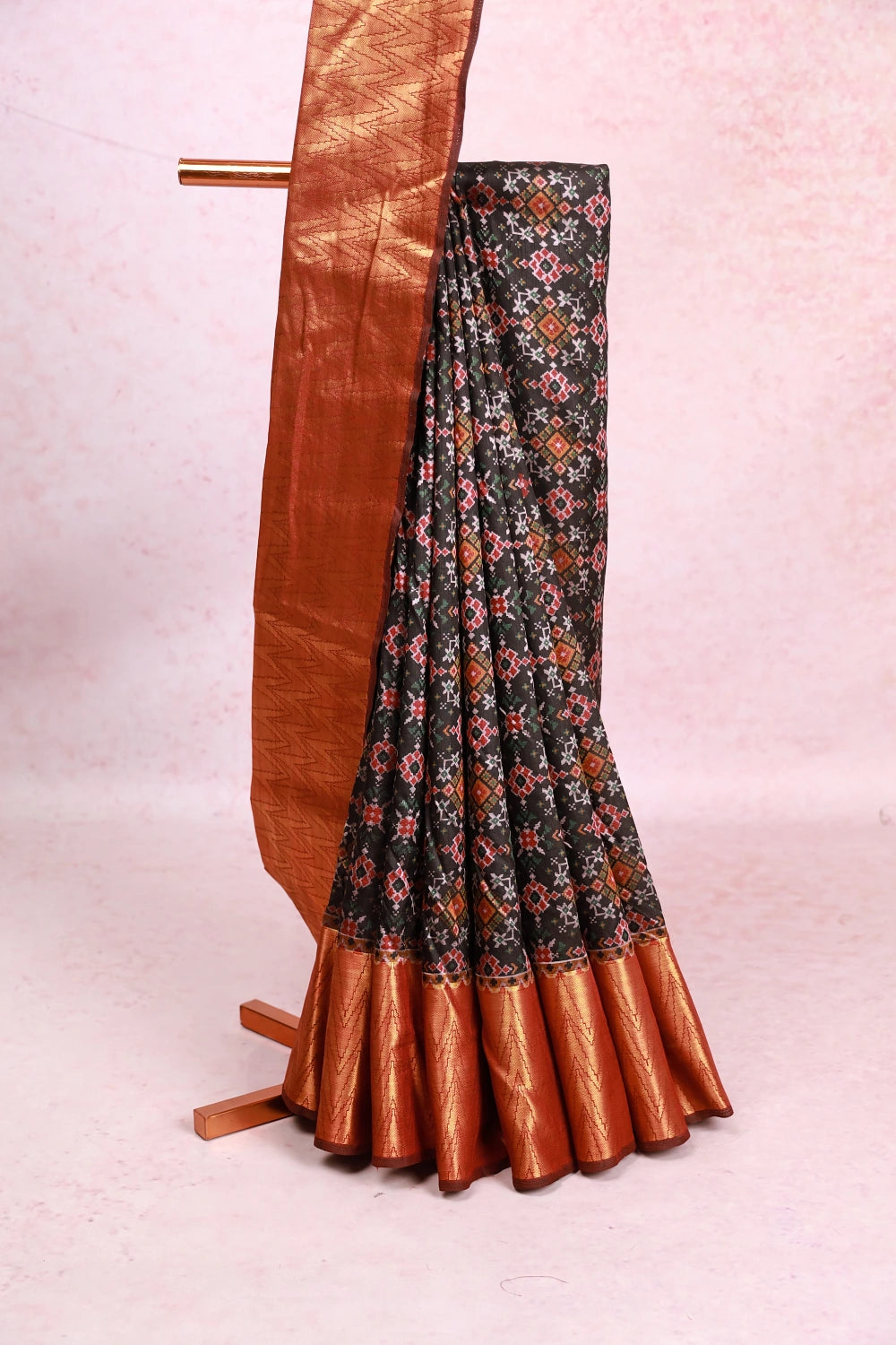 Black Chanderi Silk Saree