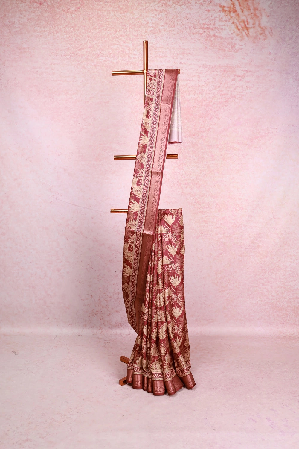 Beetroot Colour Chiffon Saree