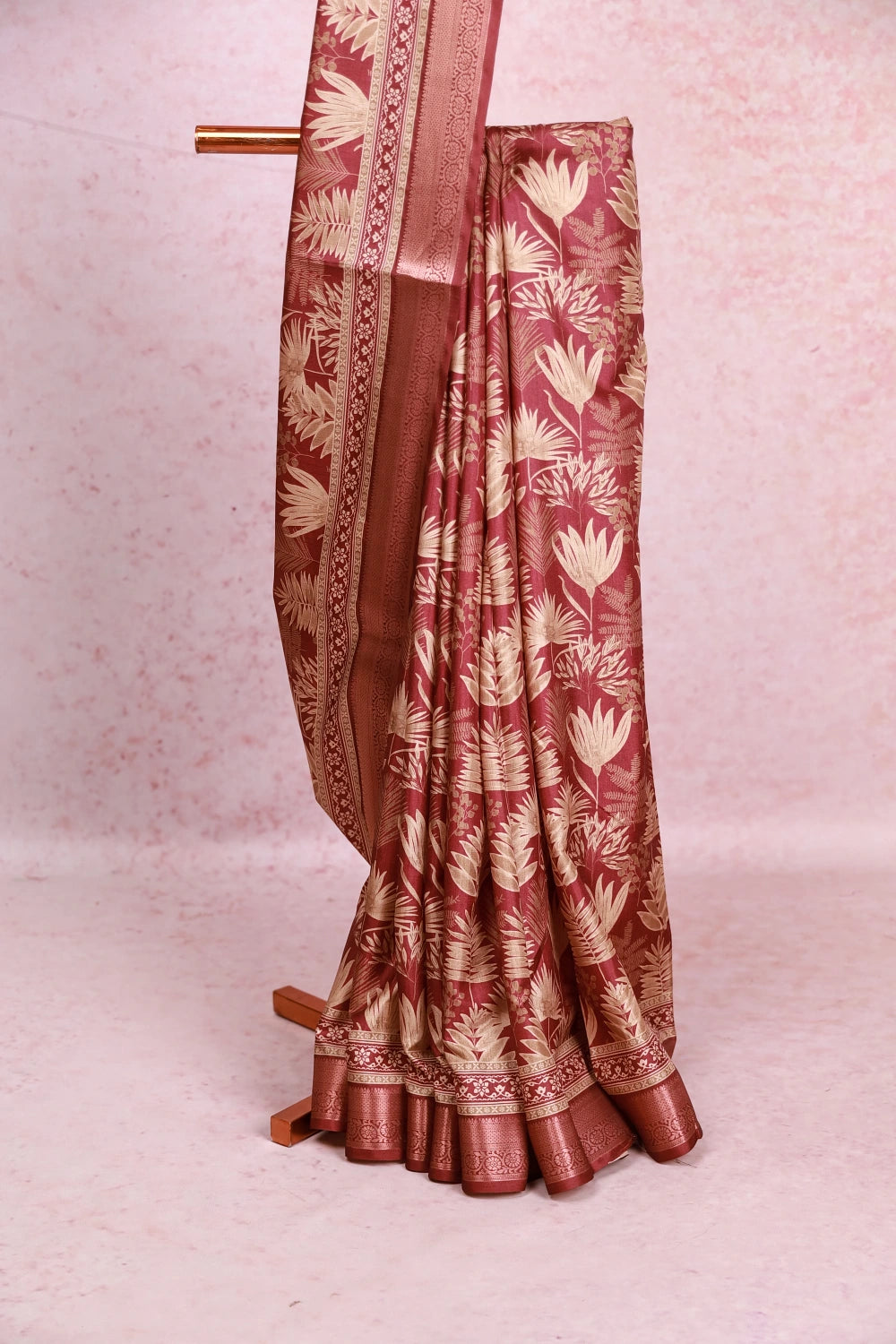 Beetroot Colour Chiffon Saree