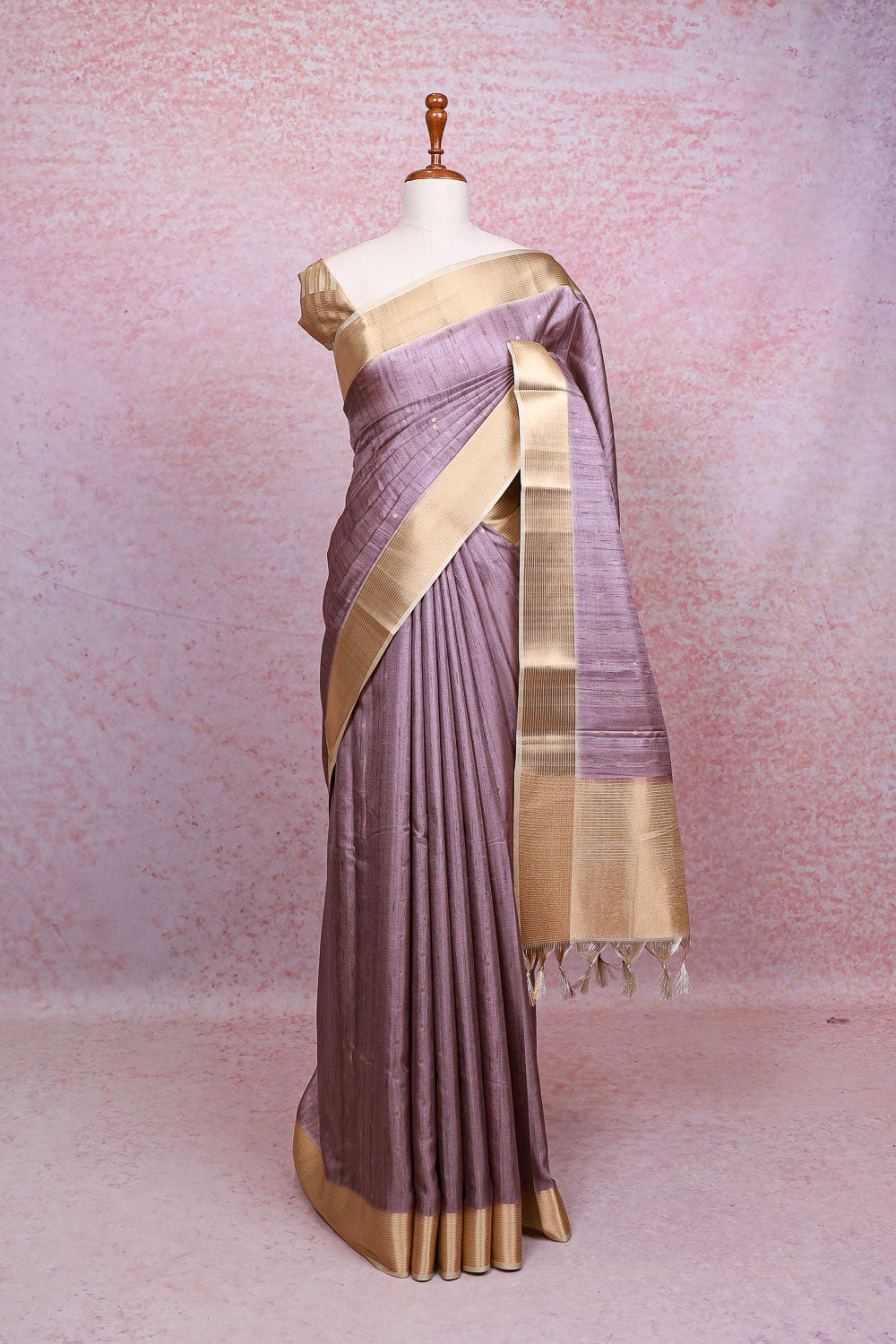 Dusty Lavender Semi Tussar Saree