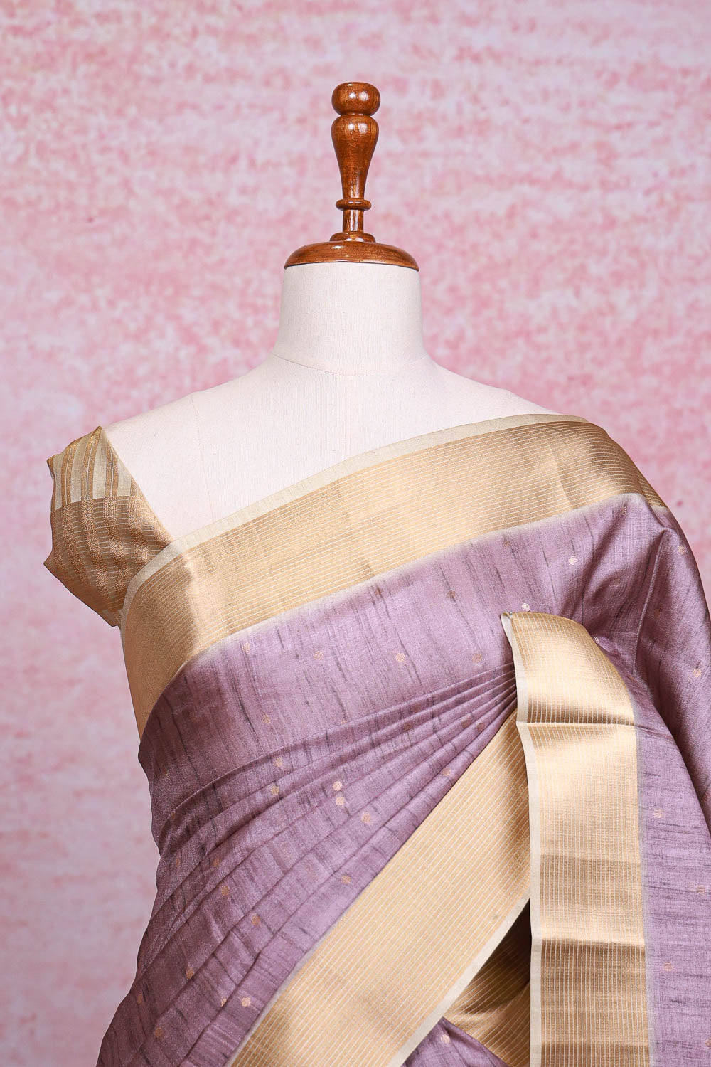 Dusty Lavender Semi Tussar Saree