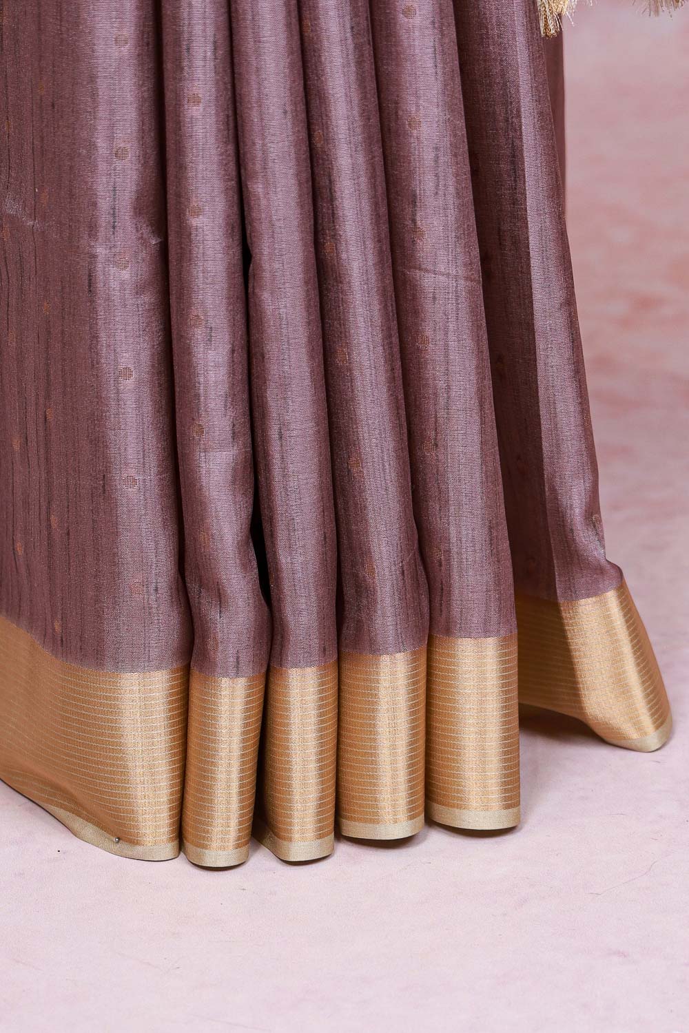 Dusty Lavender Semi Tussar Saree