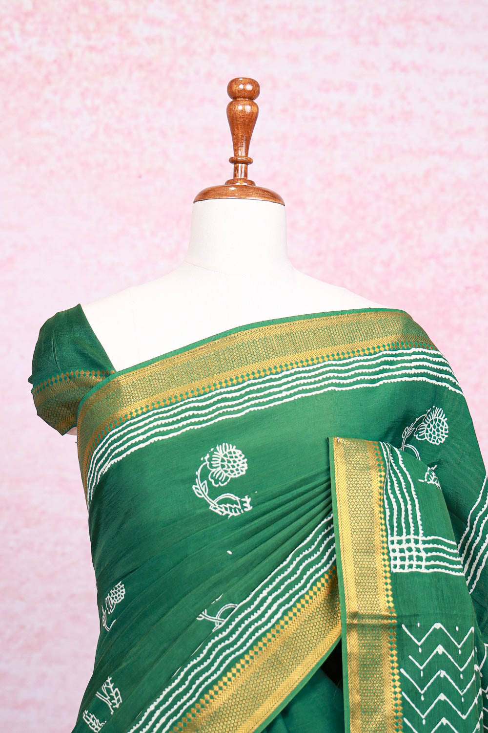 Green Chanderi Silk Saree - Seematti