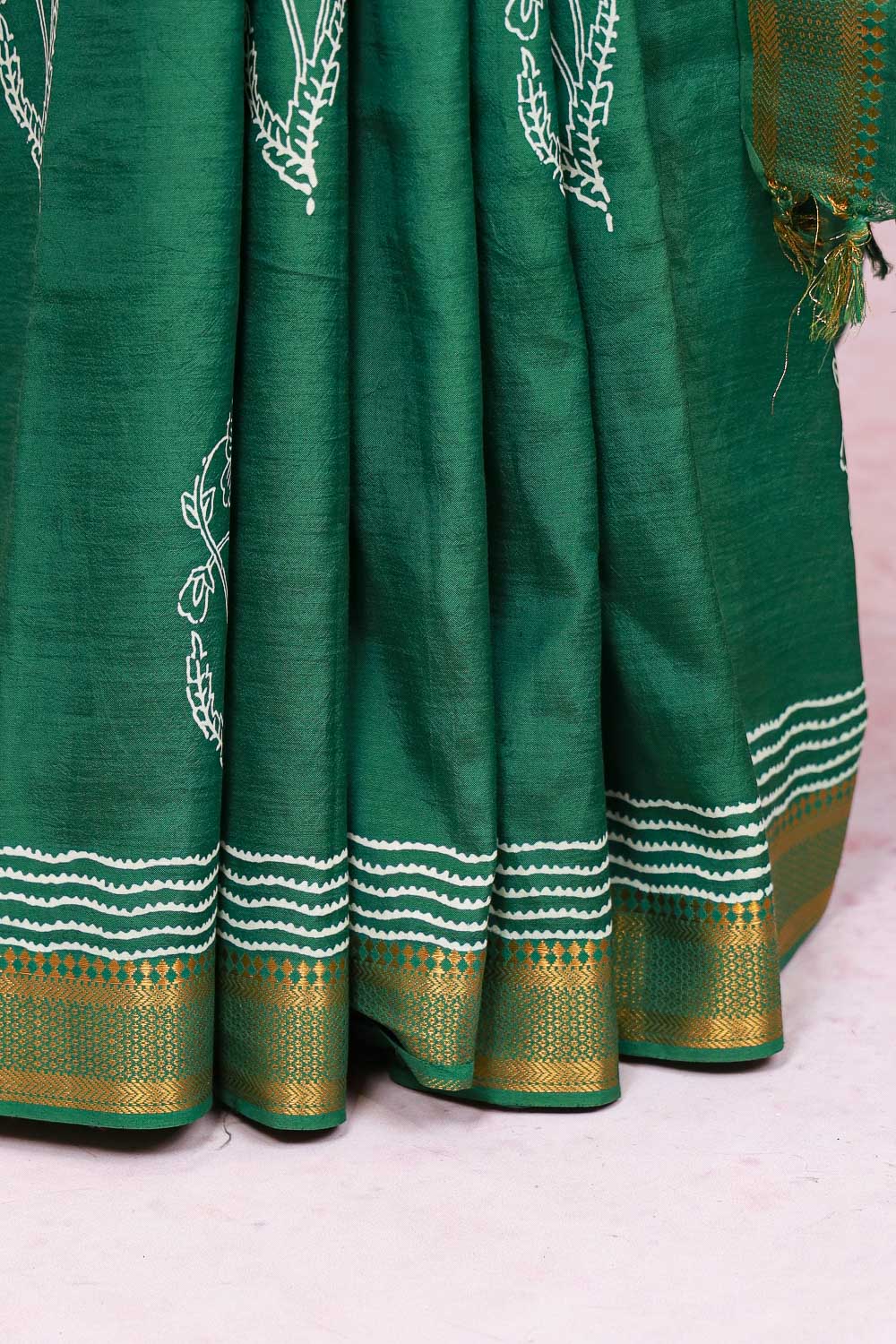 Green Chanderi Silk Saree - Seematti