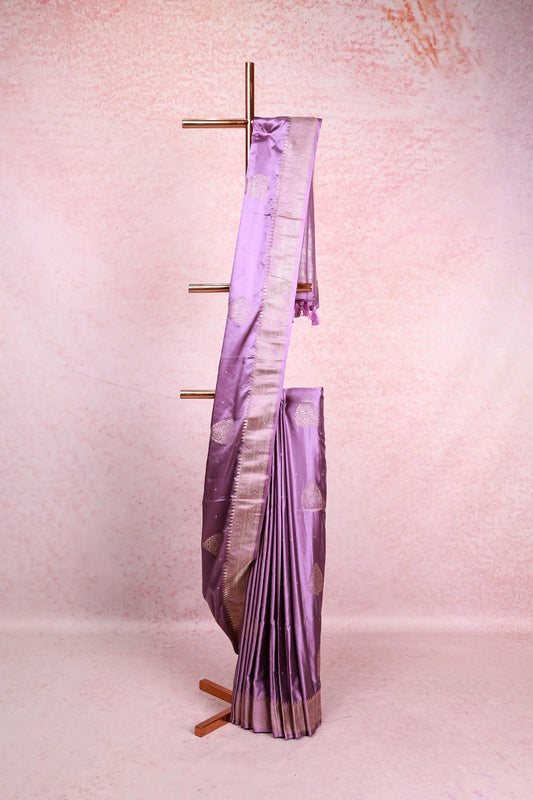 Lavender Lilac Semi Silk Saree