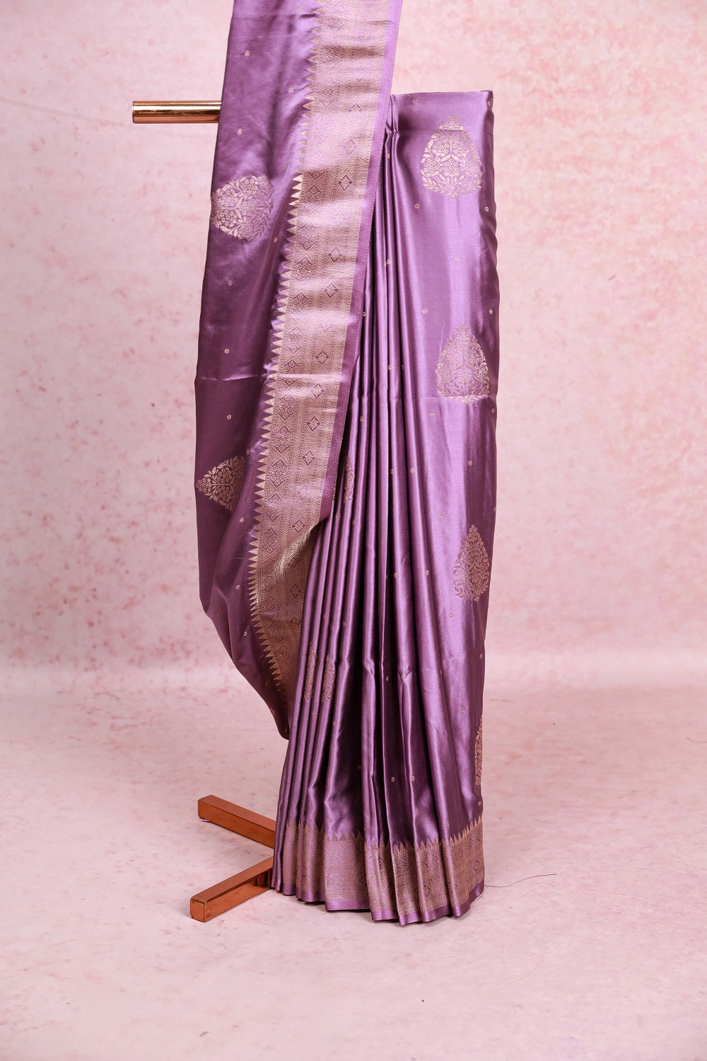 Lavender Lilac Semi Silk Saree