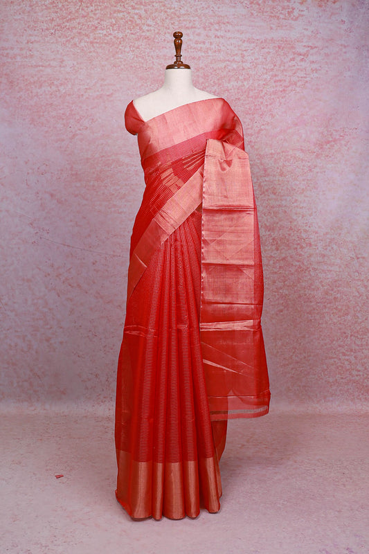 Red Cotton Saree - Seematti