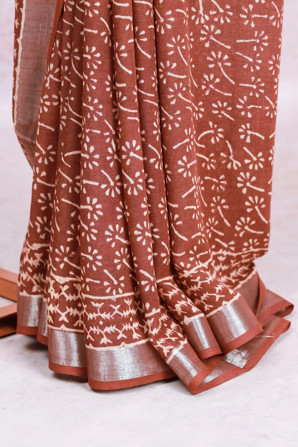 Brown Chanderi Cotton Saree
