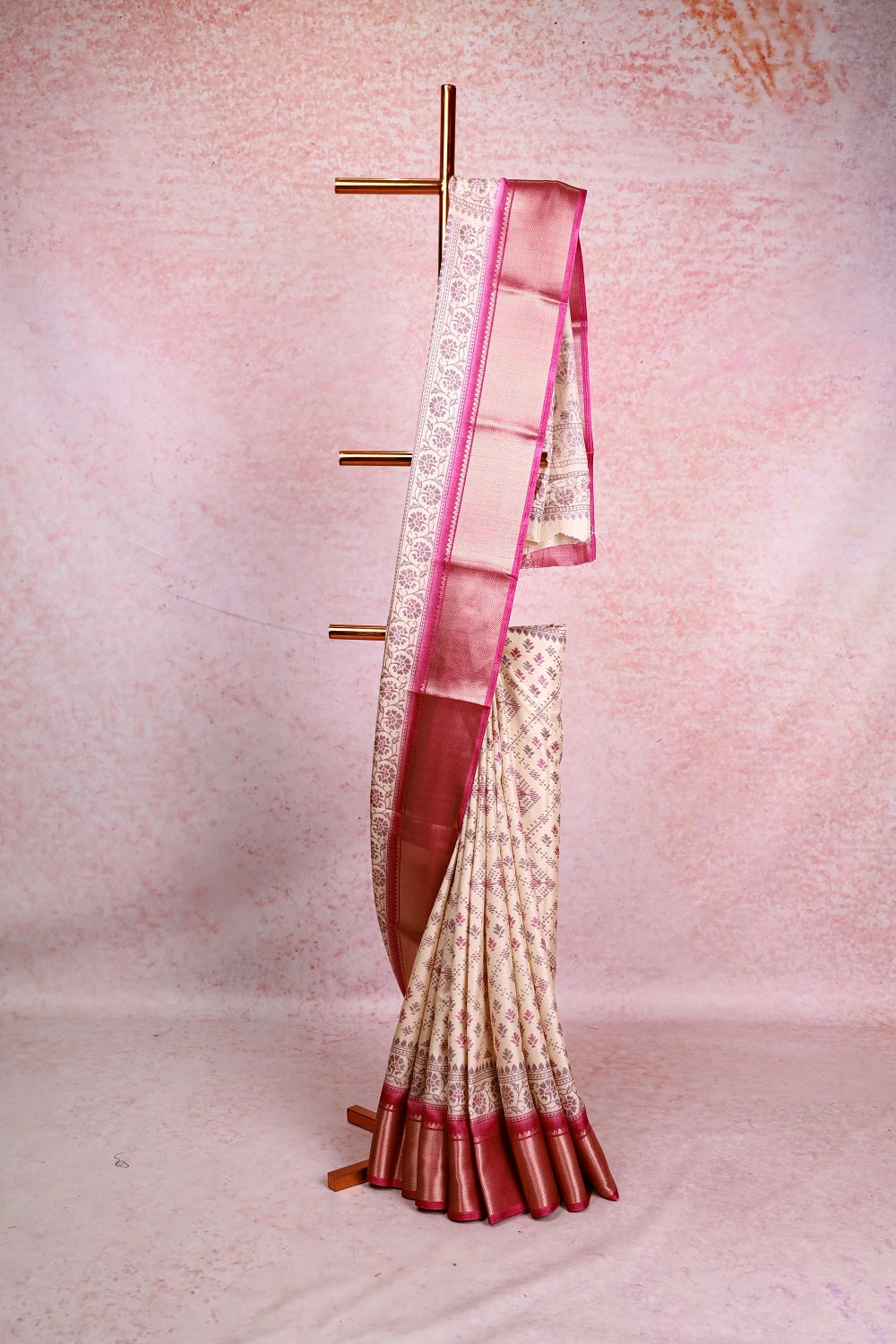 Cream Semi Chanderi Saree