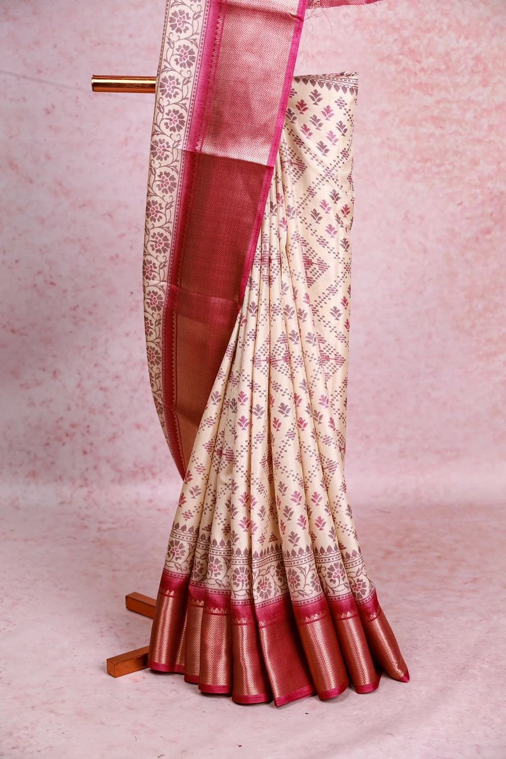 Cream Semi Chanderi Saree