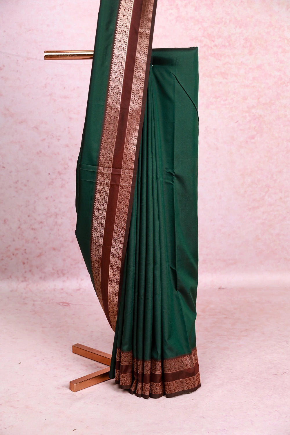 Bottle Green Semi Silk Saree