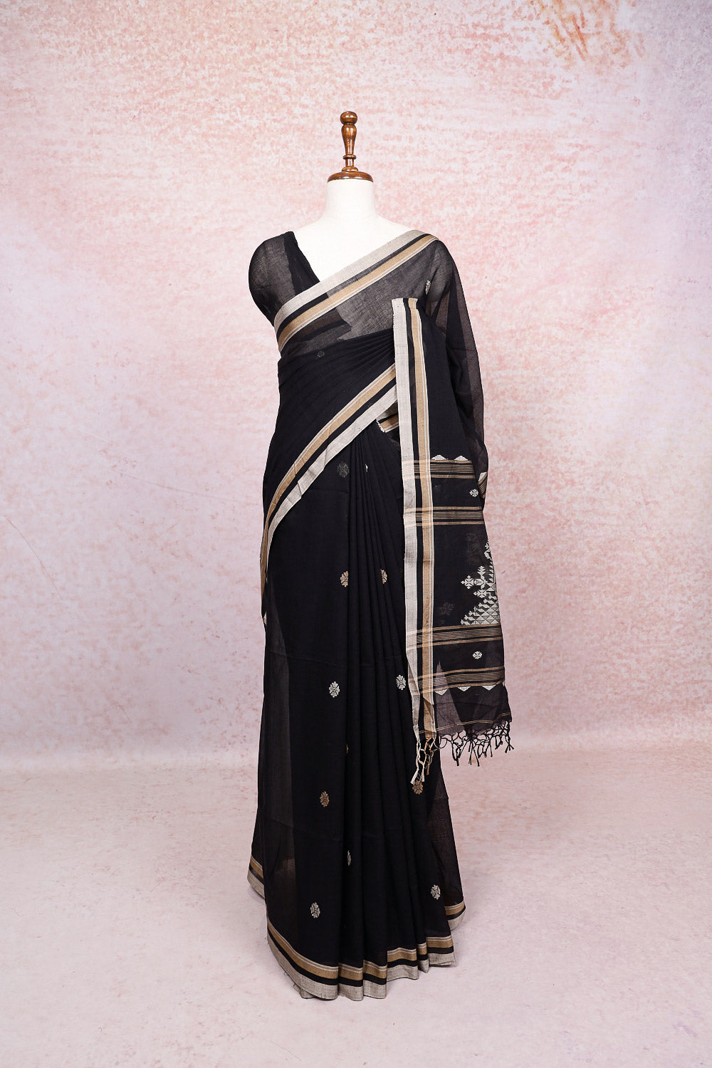 Black Mul Cotton Saree