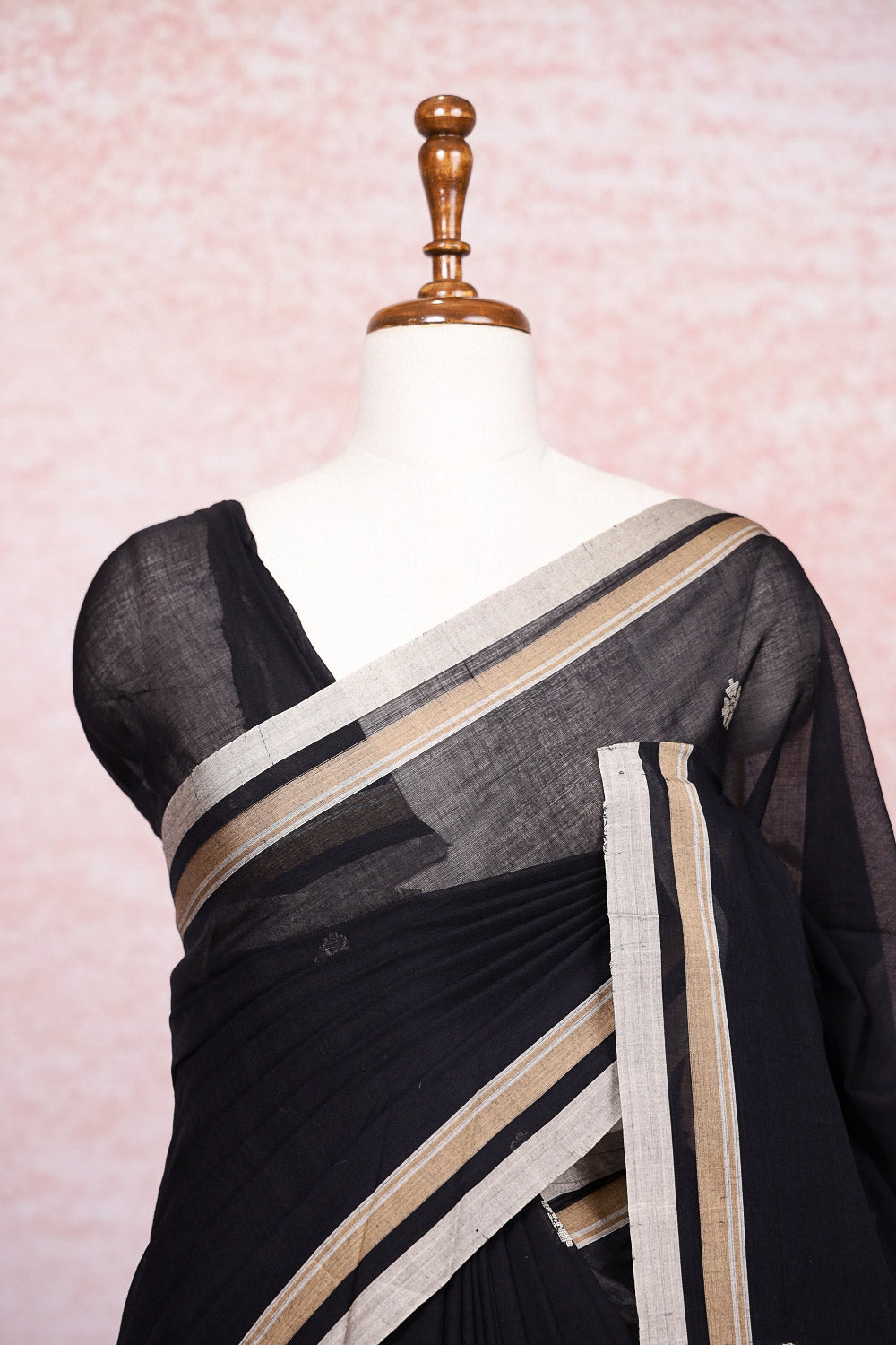 Black Mul Cotton Saree
