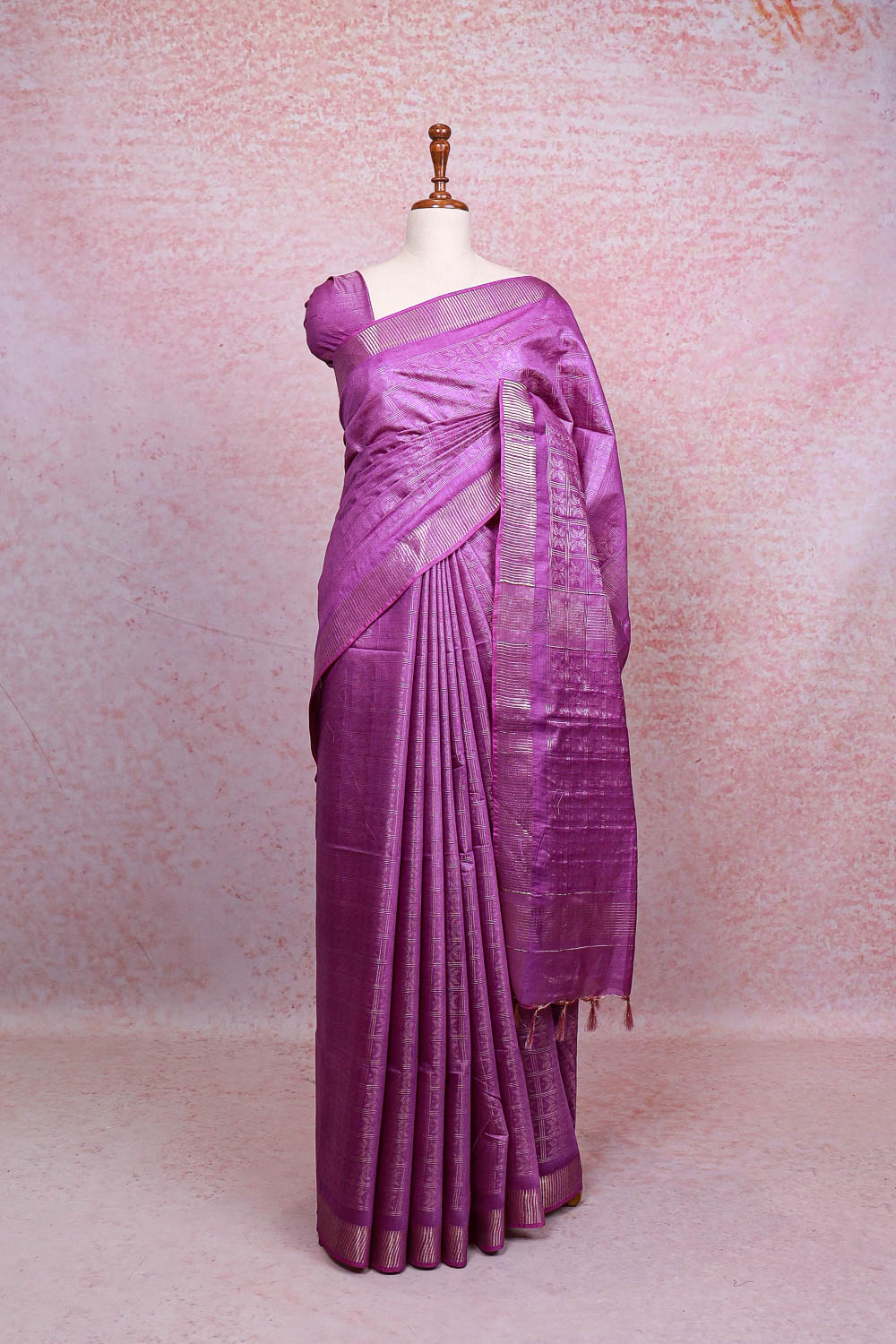 Lavender Semi Tussar Saree