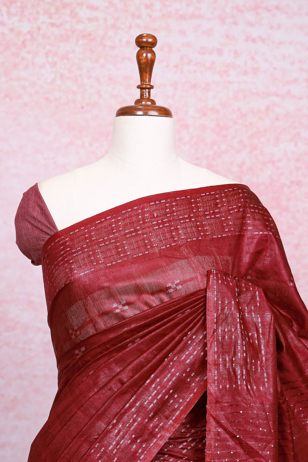 Dark Wine Semi Tussar Saree - Seematti