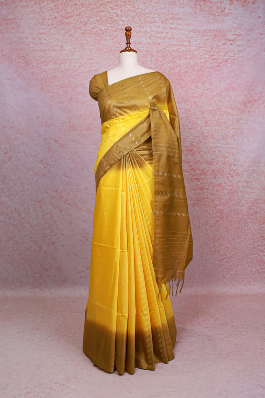Yellow Semi Tussar Saree - Seematti