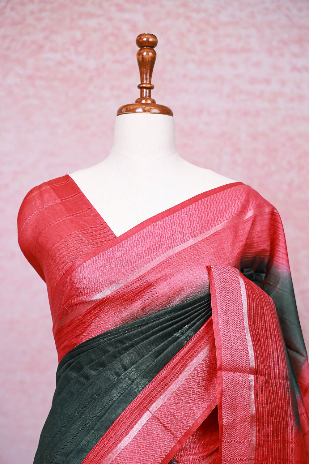 Dark Green Semi Tussar Saree